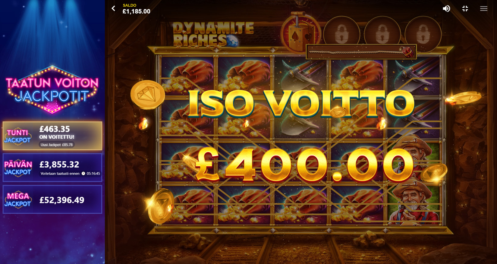 Dynamite riches jackpot results
