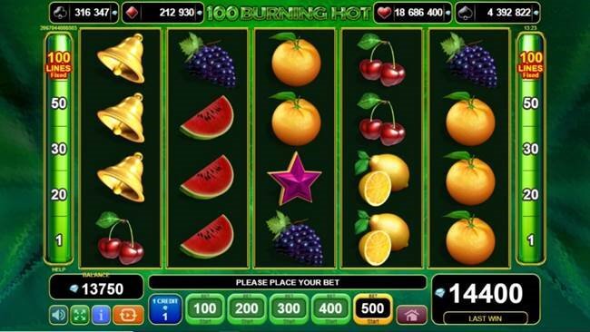 100 Burning Hot slot feature