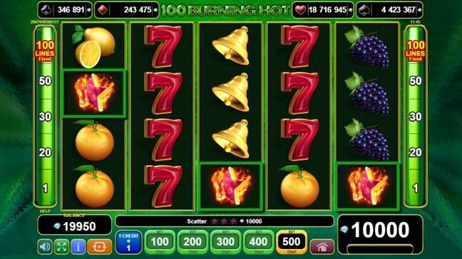 100 Burning Hot slot feature