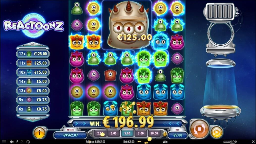 Funcionlaidade Gargantoon na slot Reactoonz