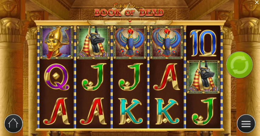 Spieloberfläche des Book of Dead Slots