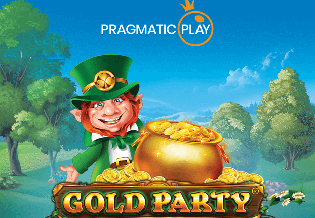 Gold Party Logo mit Schriftzug und Pragmatic Play Logo