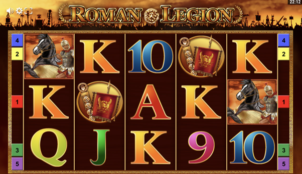Roman Legion Slot Spieloberfläche mit antiken römischen Legionären und Symbolen