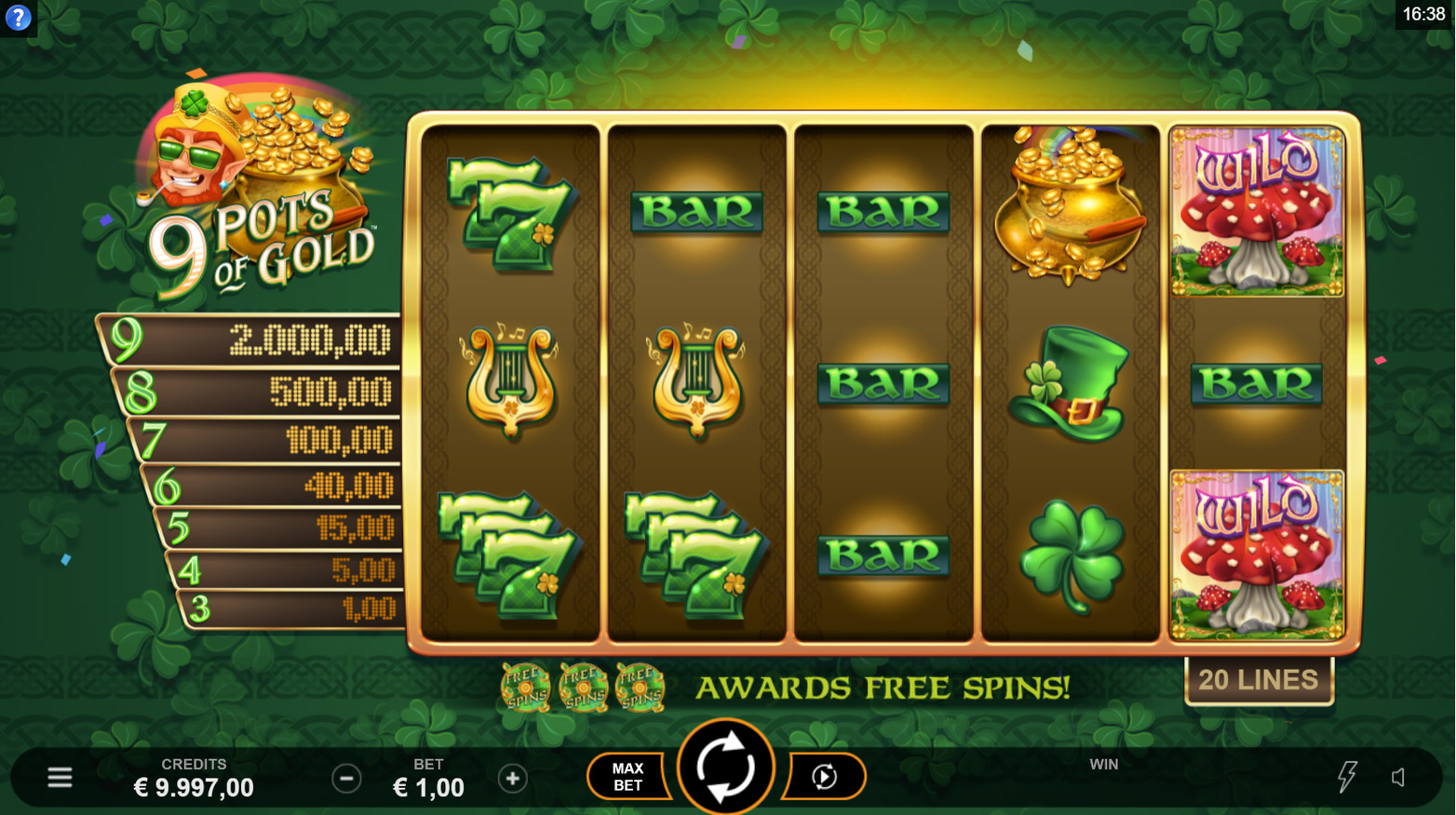 Gameburger’s 9 Pots of Gold slot game in action