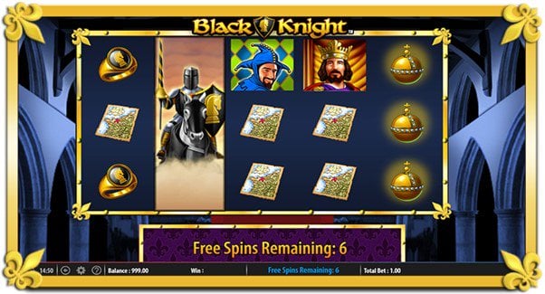 Earn up to 12 free spins when you play the Black Knight slot online 