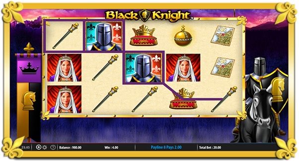 A win line marks out a winning paytable combination during a spin of the Black Knight slot