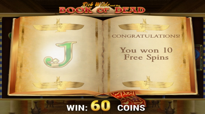 Special symbol selection screen in the Book of Dead free spins feature