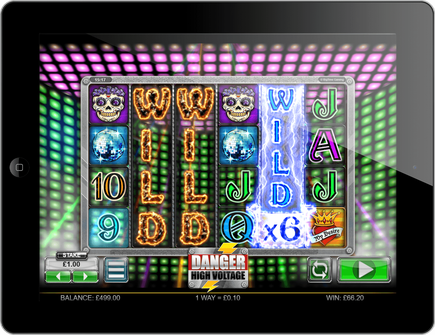 Experience the award-winning Danger! High Voltage slot on tablet at PlayOJO