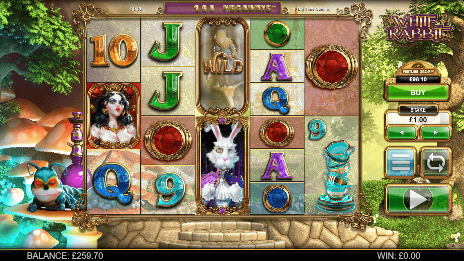 MegaWays in action on the Big Time Gaming White Rabbit slot