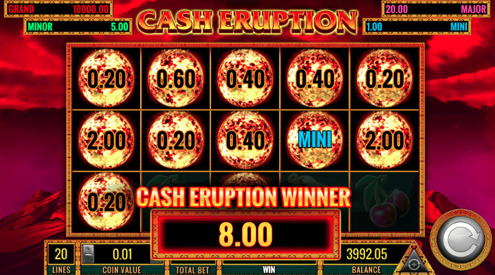 Cash Eruption slot machine bonus feature