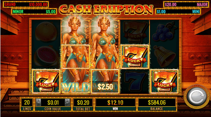 Expanding wild feature in action on IGT’s Cash Eruption slot game