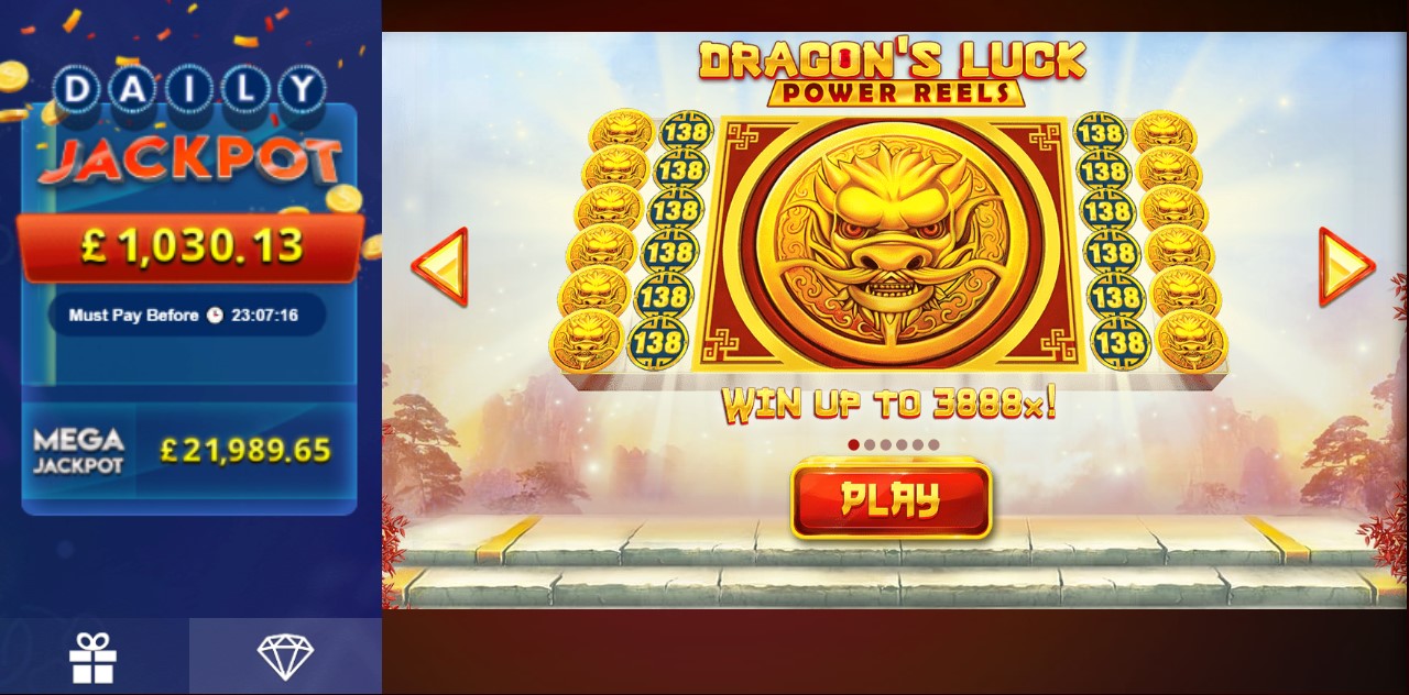 Jackpot info in Dragon’s Luck Power Reels online slot