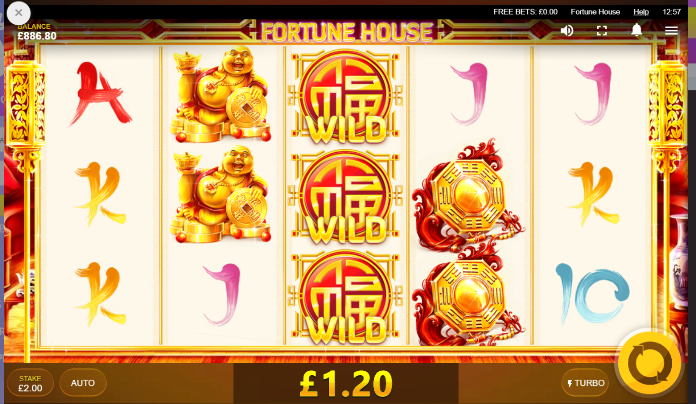 Fortune House online slot game screen with symbols