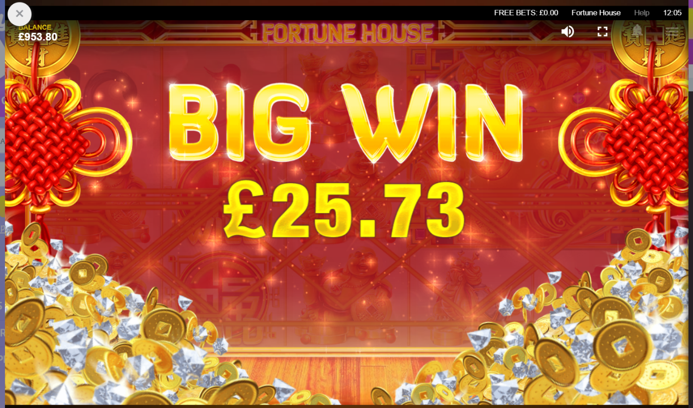 Fortune House video slot Big Win screen