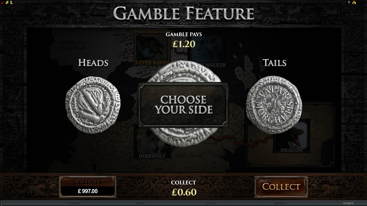 Choose your Gamble Feature - Game of Thrones slots game