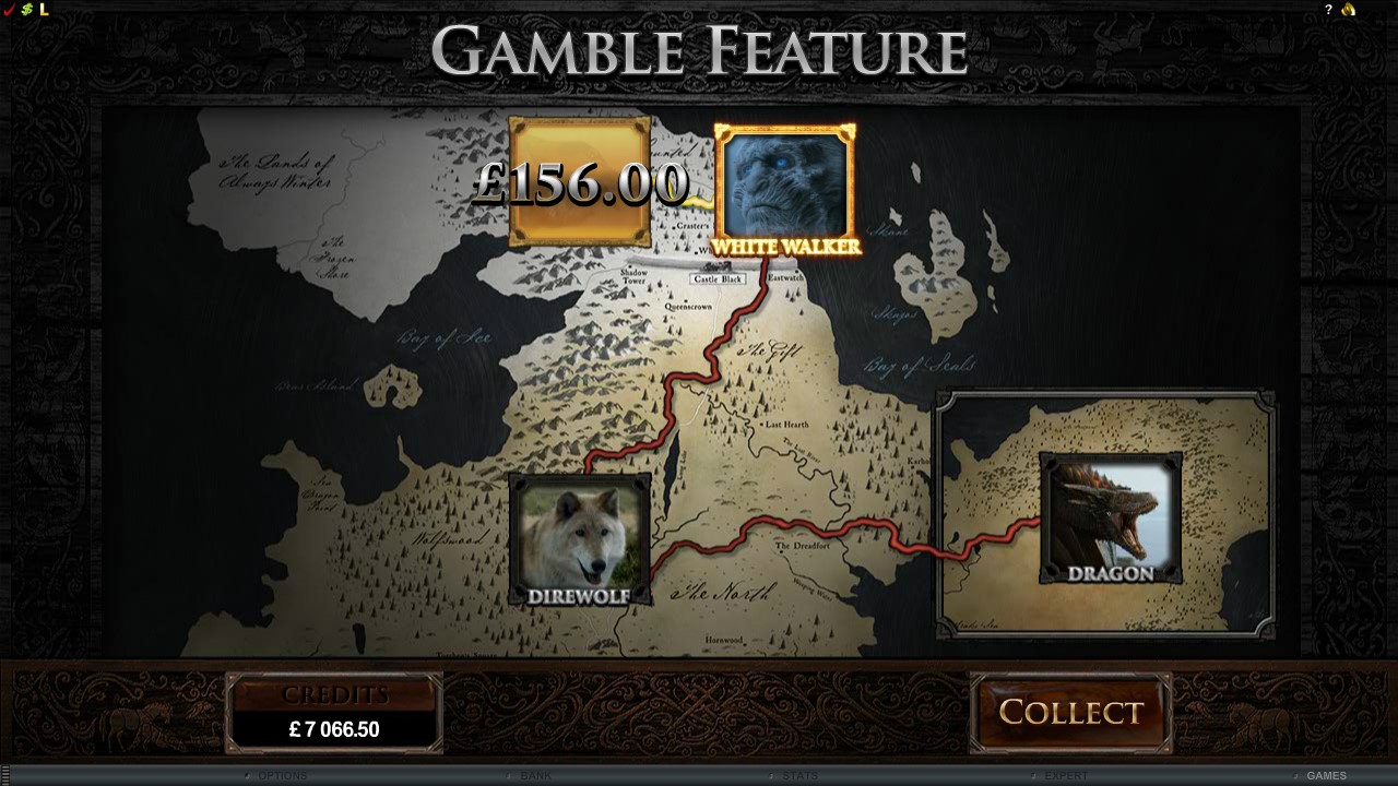 Gamble feature on Game of thrones slots game