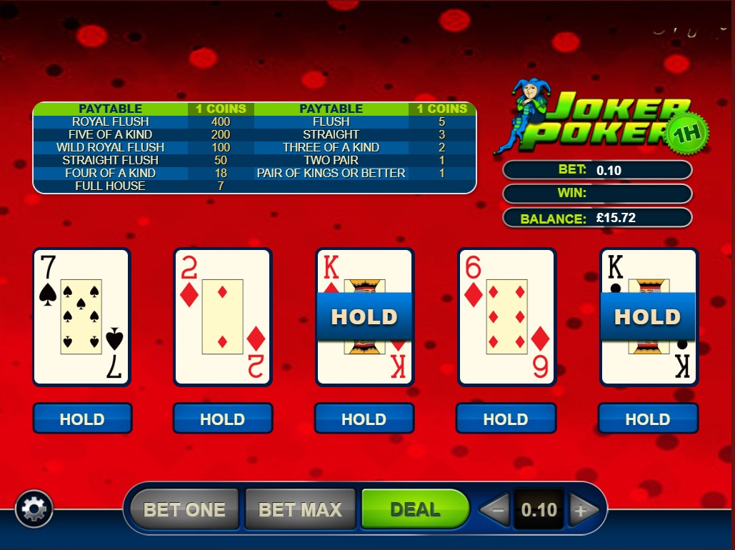 Joker Poker online game from GVG