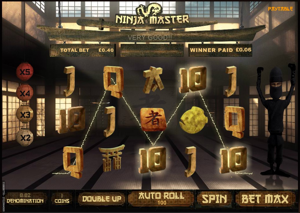 A Ninja Master online slot base game win
