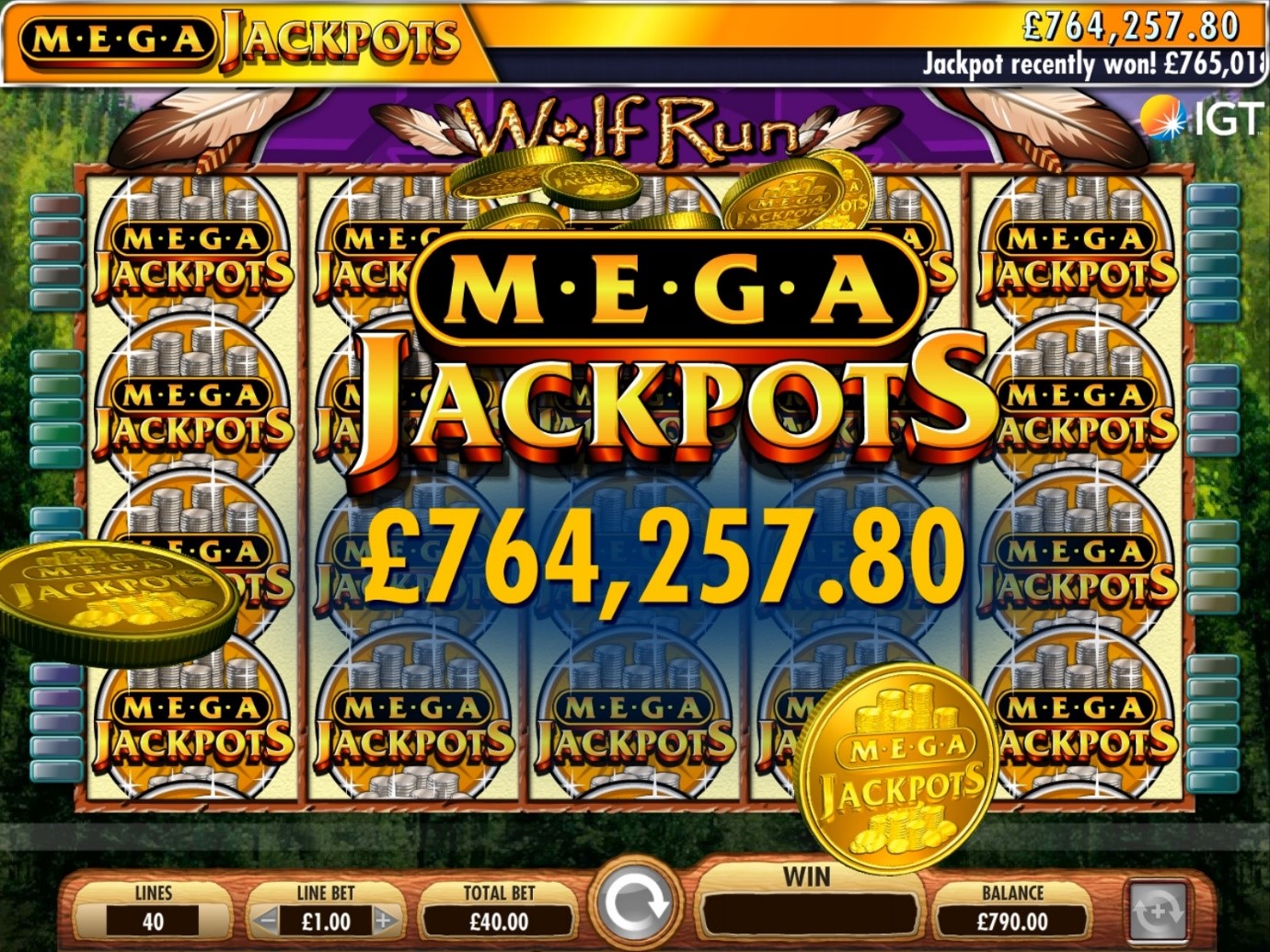 Mega Jackpot win on IGT’s Wolf Run online slot