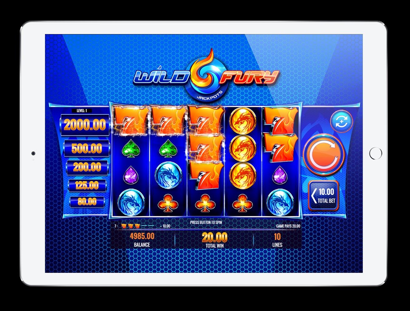 Play the Wild Fury Jackpots slot on iPad at PlayOJO casino