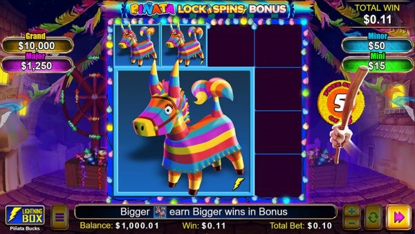 Bonus feature from Piñata Bucks video slot by Lightning Box Games