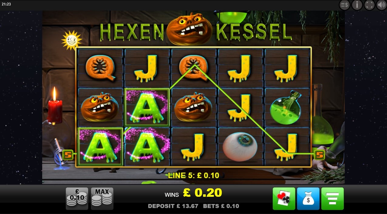 Hexen Kessel slot game from Merkur Gaming