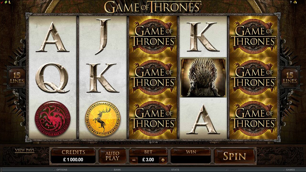 Microgaming Game of Thrones 15 Lines online slot with Wild and Scatter symbols