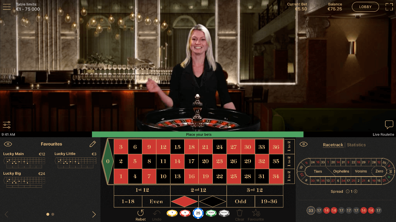 Play NetEnt Live Roulette  for live streamed dealers and instant table game wins