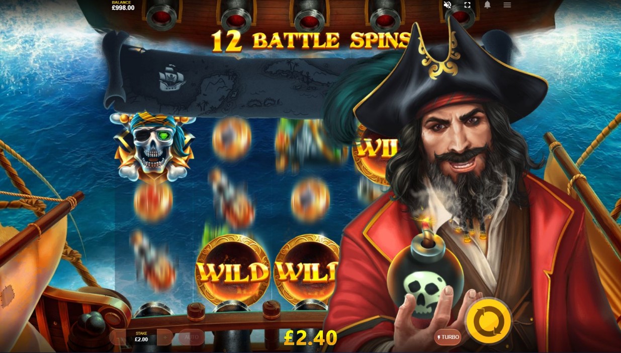 Wild Bombs bonus during Battle Spins feature in Pirates Plenty Battle For Gold game