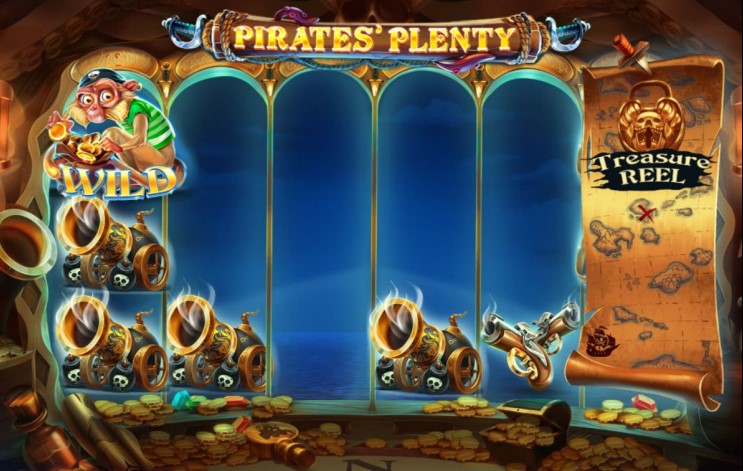 Win big with the Wild Monkey feature on Pirates Plenty The Sunken Treasure slot game