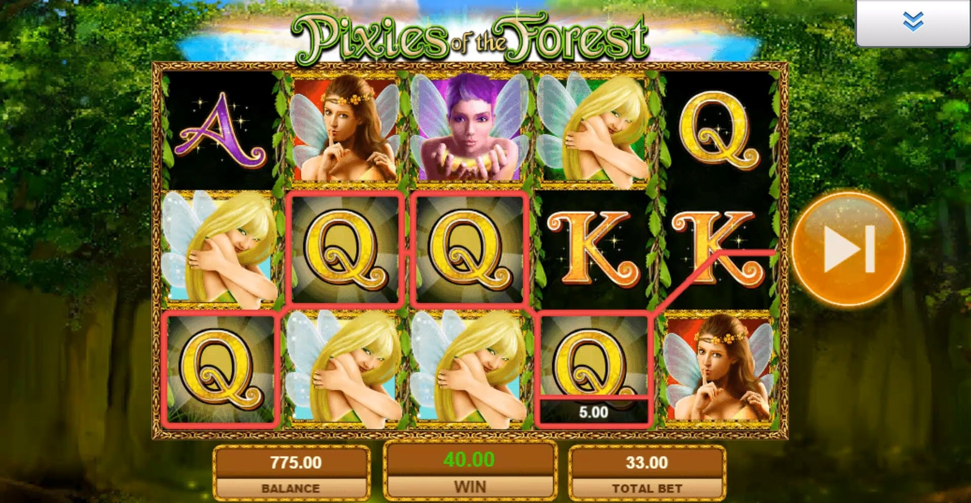 Pixies of the Forest mobile slot game from IGT produces multi-line win