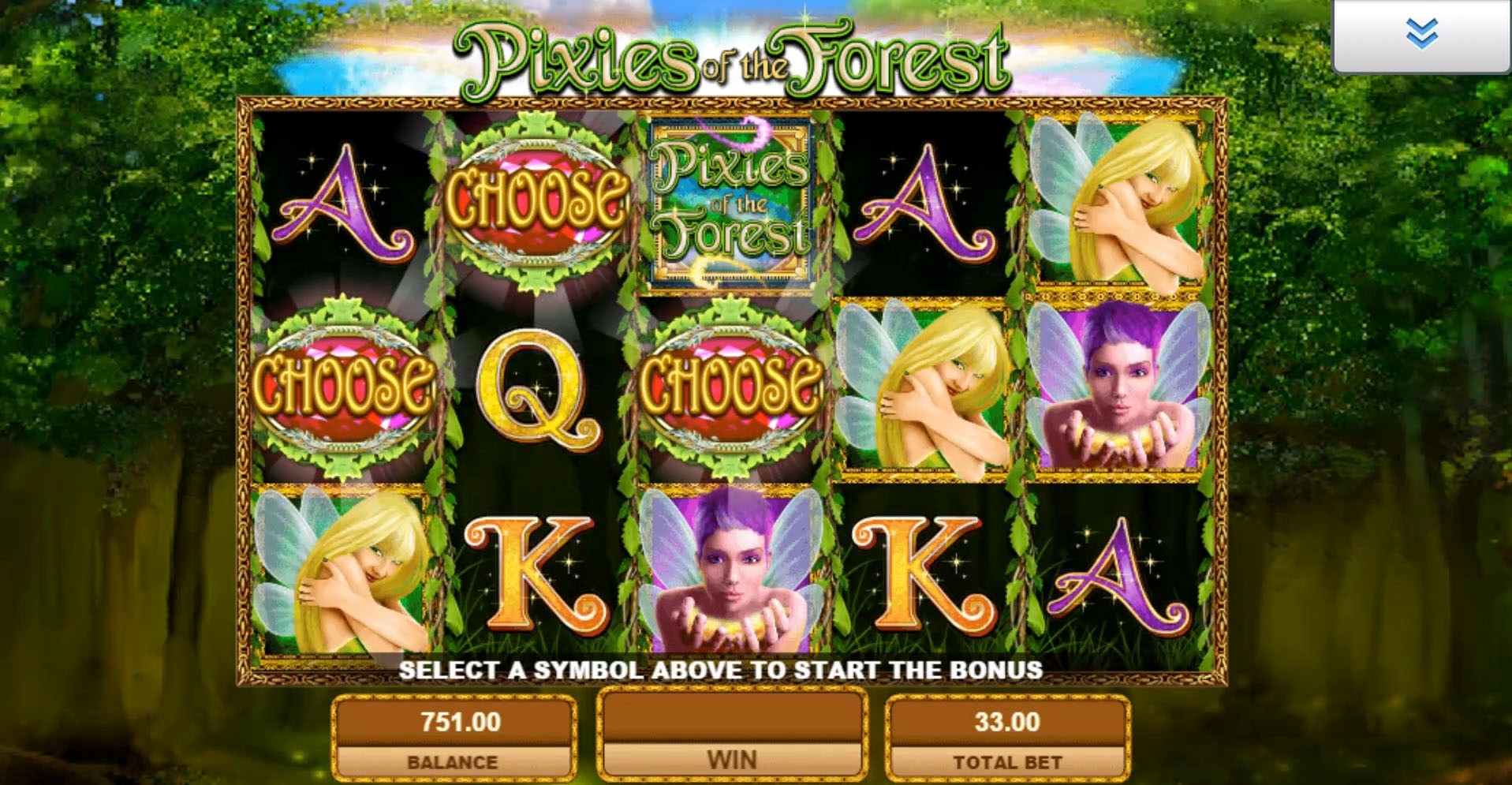 Choose a symbol to reveal the number of Pixies of the Forest slot Free Spins