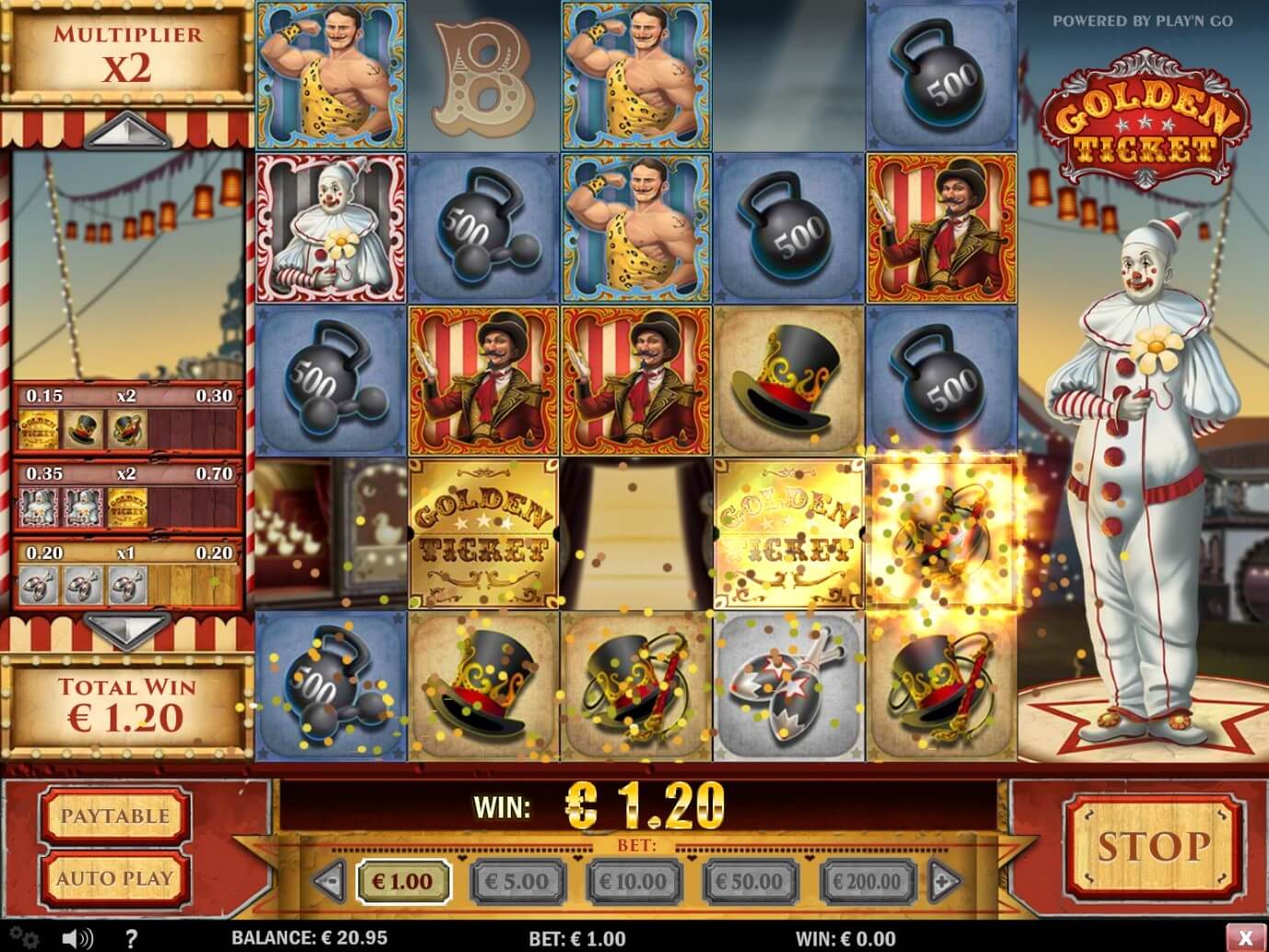 Base game of Golden Ticket online slot from PlayOJO