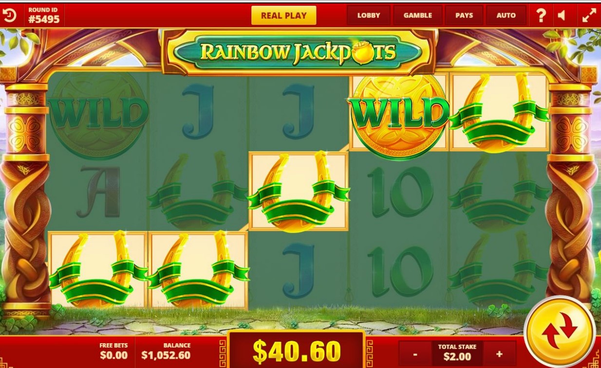 Symbol Swap bonus feature from Rainbow Jackpots slot by Red Tiger Gaming