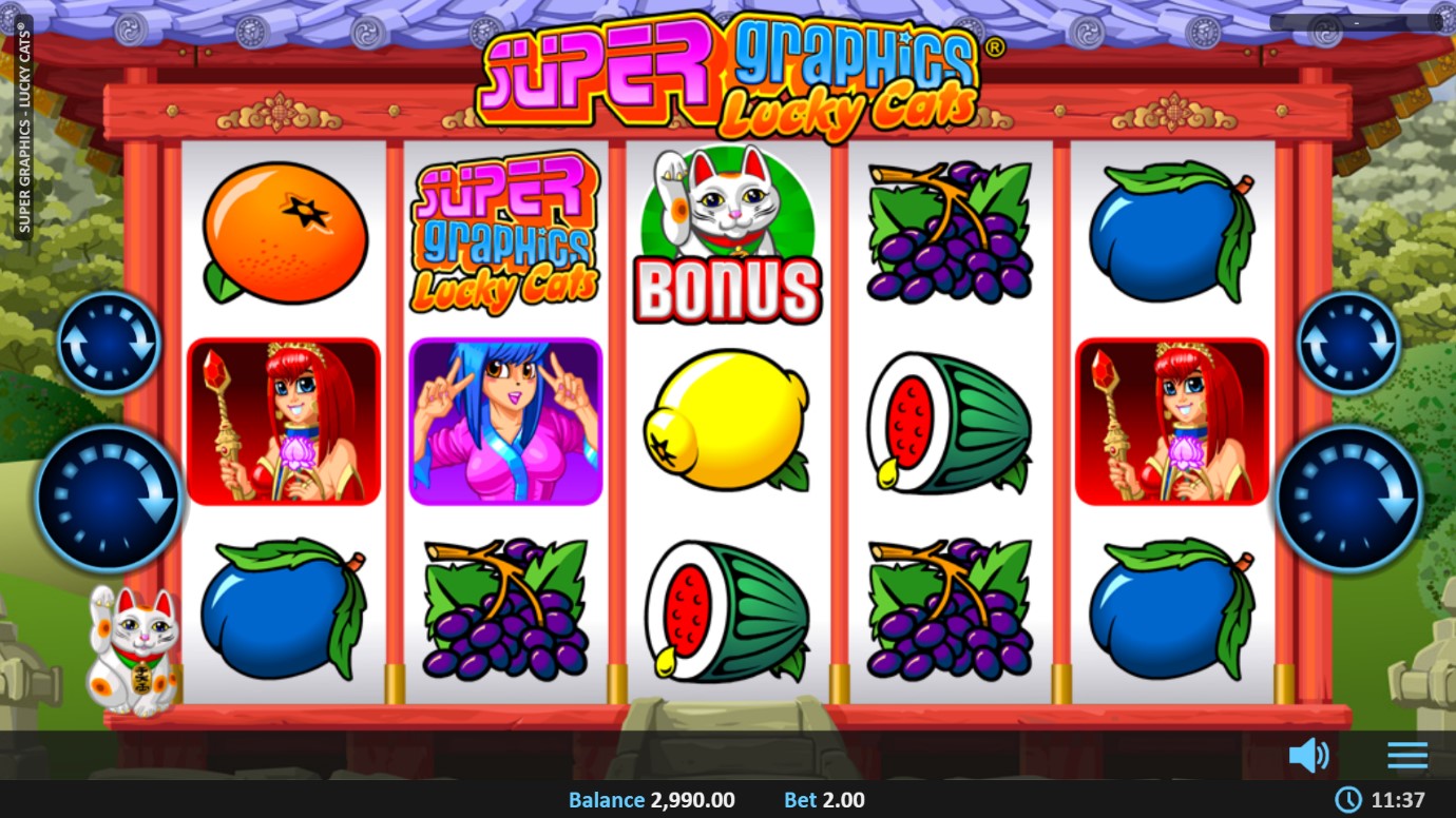 Super Graphics Lucky Cats mobile slot from Realistic Games