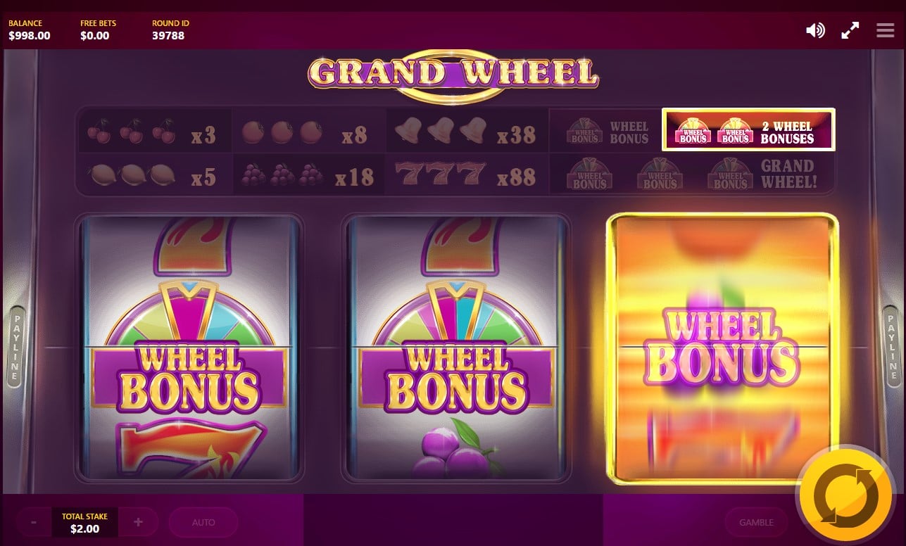 1-payline video slot Grand Wheel developed by Red Tiger Gaming