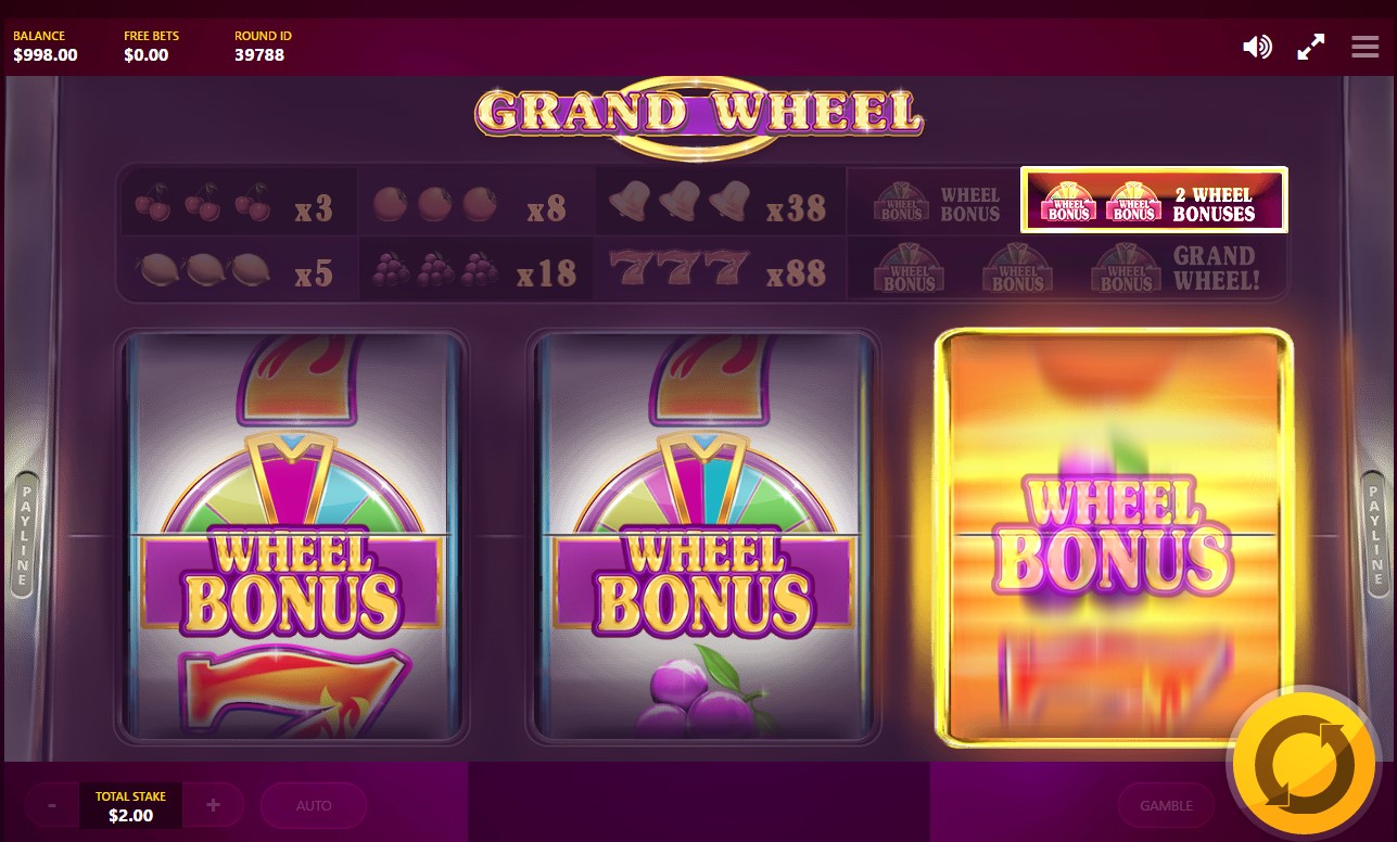 1-payline video slot Grand Wheel developed by Red Tiger Gaming