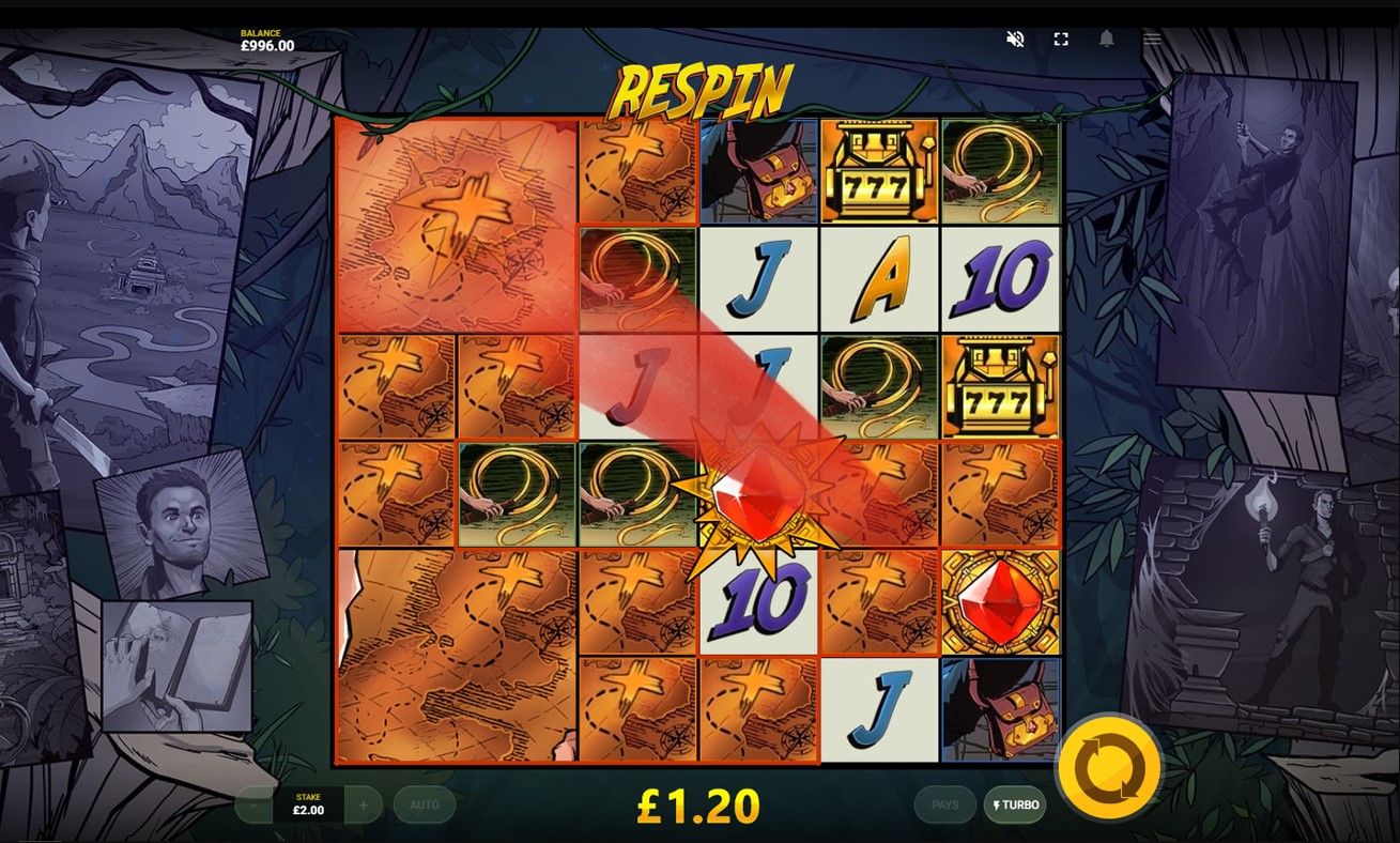 Respin bonus feature from Red Tiger’s Jackpot Quest casino game