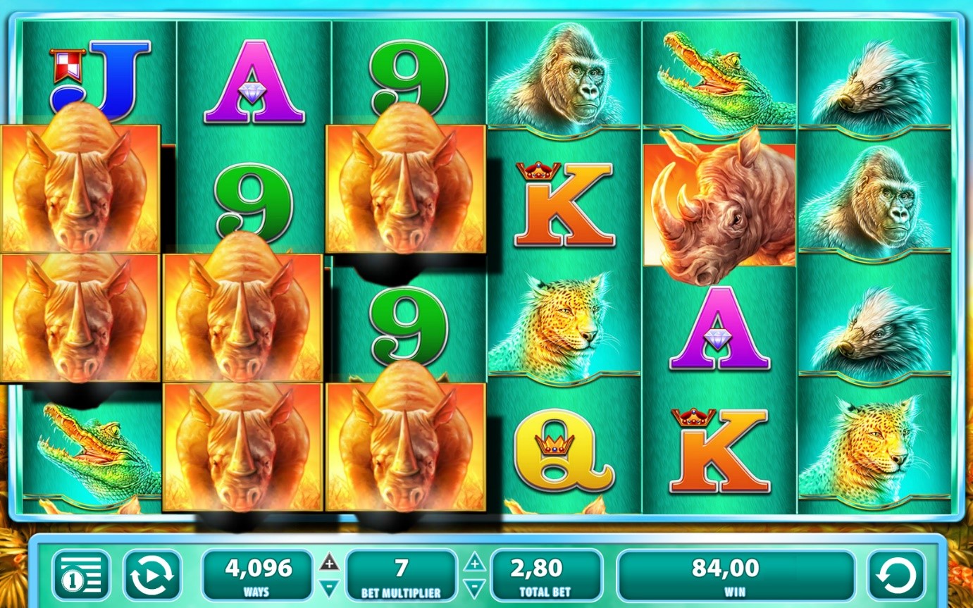 Hit 3 or more Rhinos and cash your money - Ranging Rhino slots
