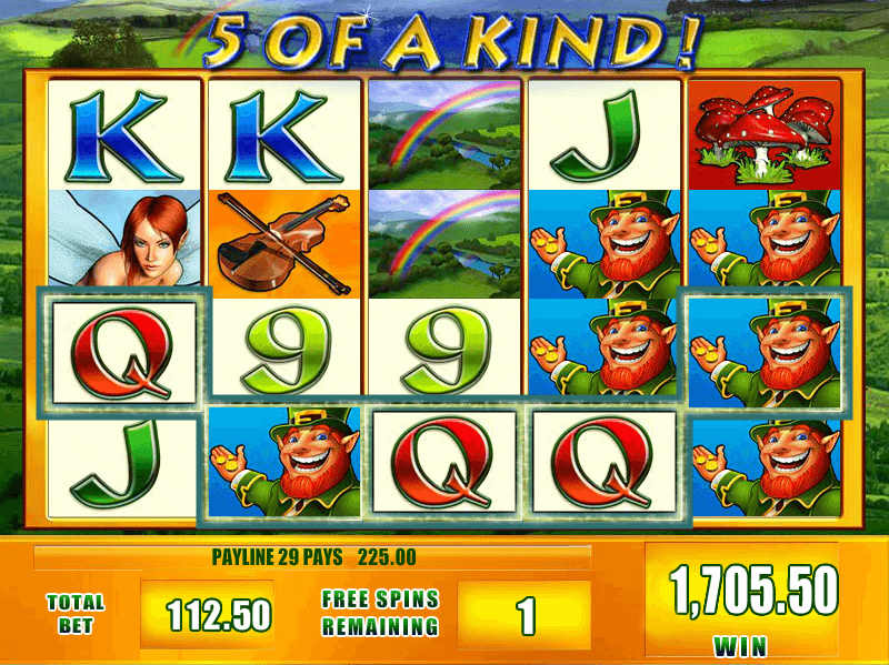 5 of a kind win during Free Spins in Leprechaun’s Fortune slot by Scientific Games