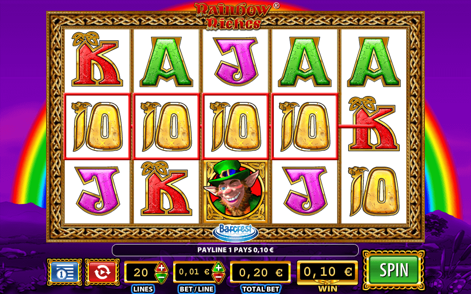 Screenshot from Rainbow Riches online slot available at PlayOJO