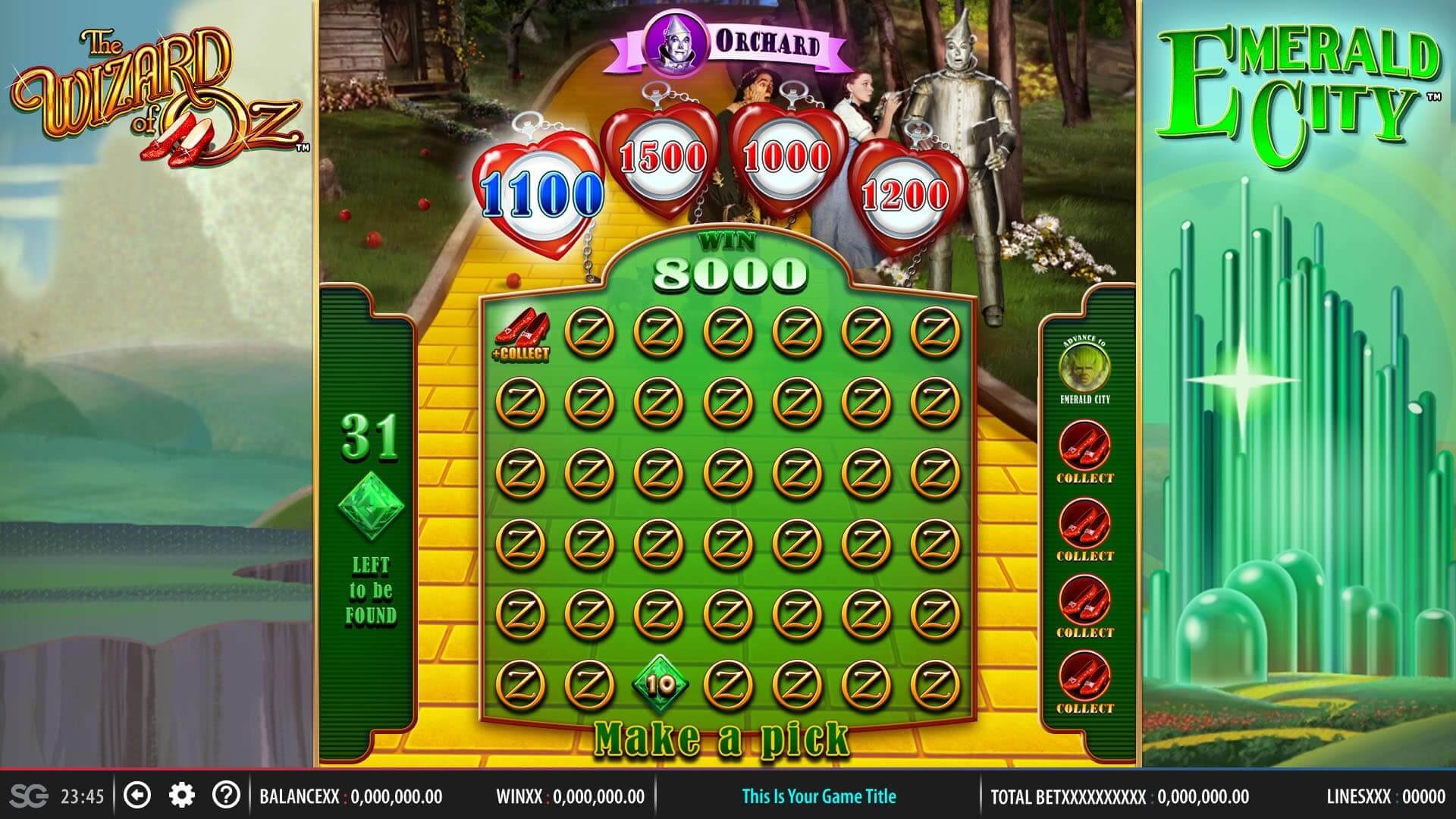 Tin Man bonus game from Wizard of Oz Emerald City online slot