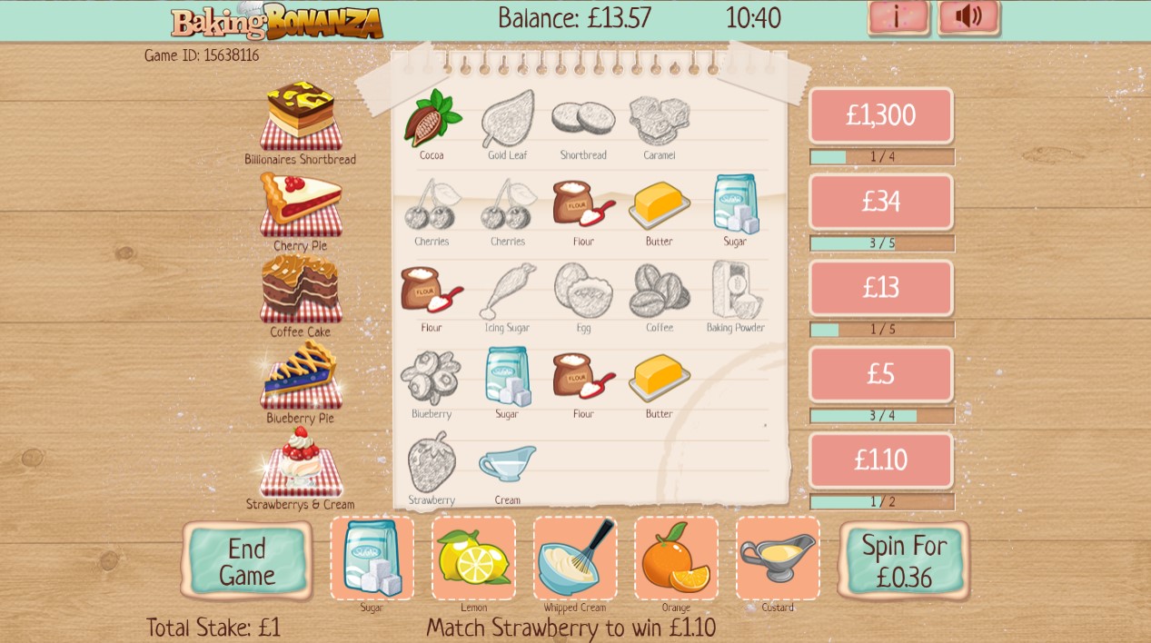 Baking Bonanza slot game reveals symbols that complete recipe paylines