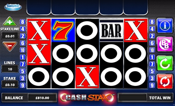 Play 10 win lines when you bet 1p per line on OJO’s Cash Stax slot