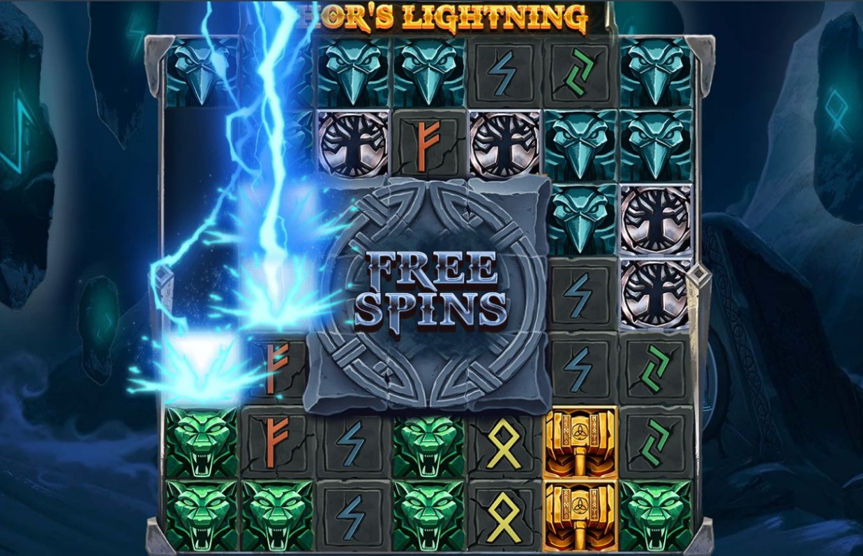 Thor’s Lightning bonus seen during Thor’s Lightning online slot spin