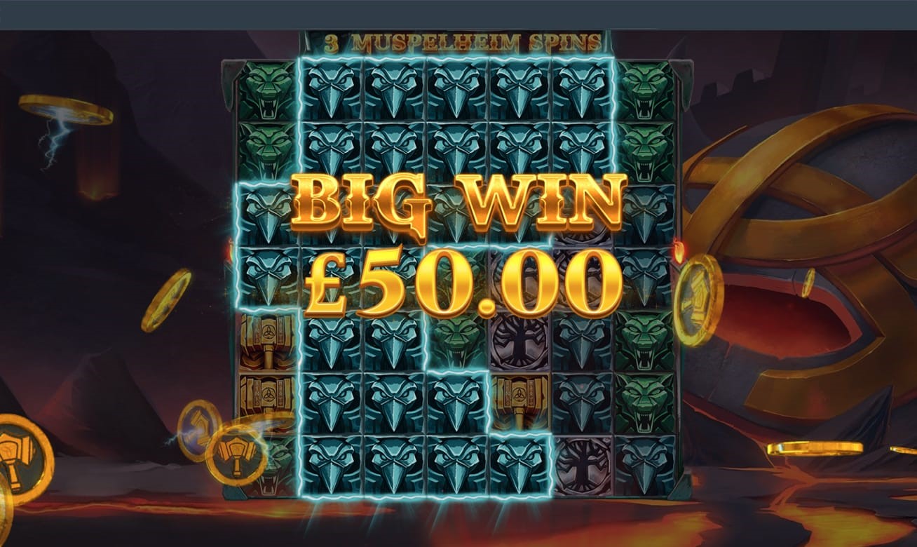 Big Win graphic from Thor’s Lightning online slot from Red Tiger
