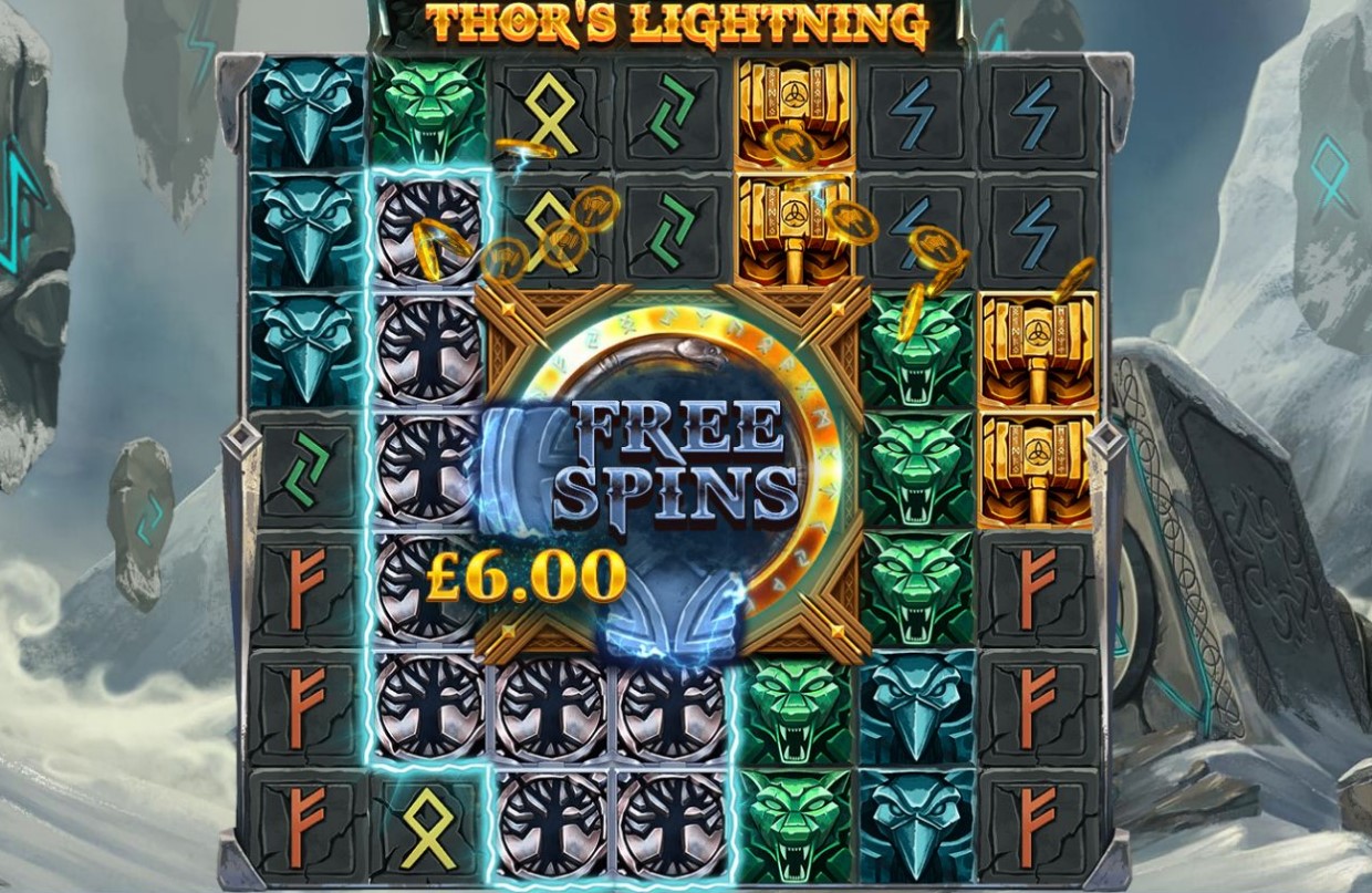 Cluster win from Thor’s Lightning slot machine