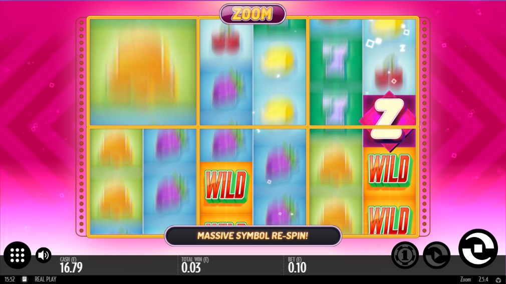 Respin feature triggered on Zoom online slot by Thunderkick