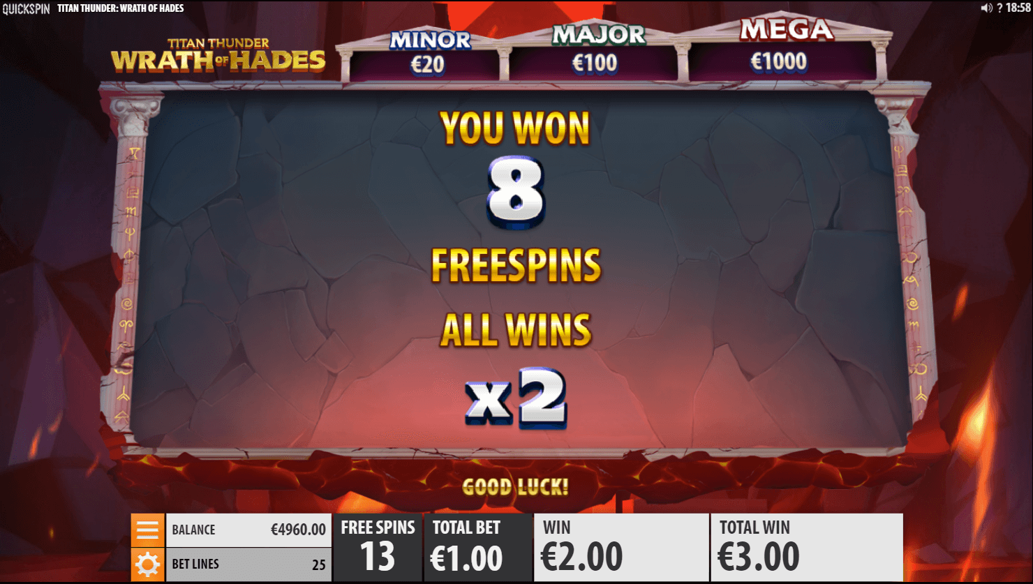 Titan Thunder Wrath of Hades 50 Free Spins PlayOJO