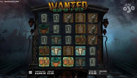 Great Train Robbery of Wanted Dead or a Wild slot feature screenshot